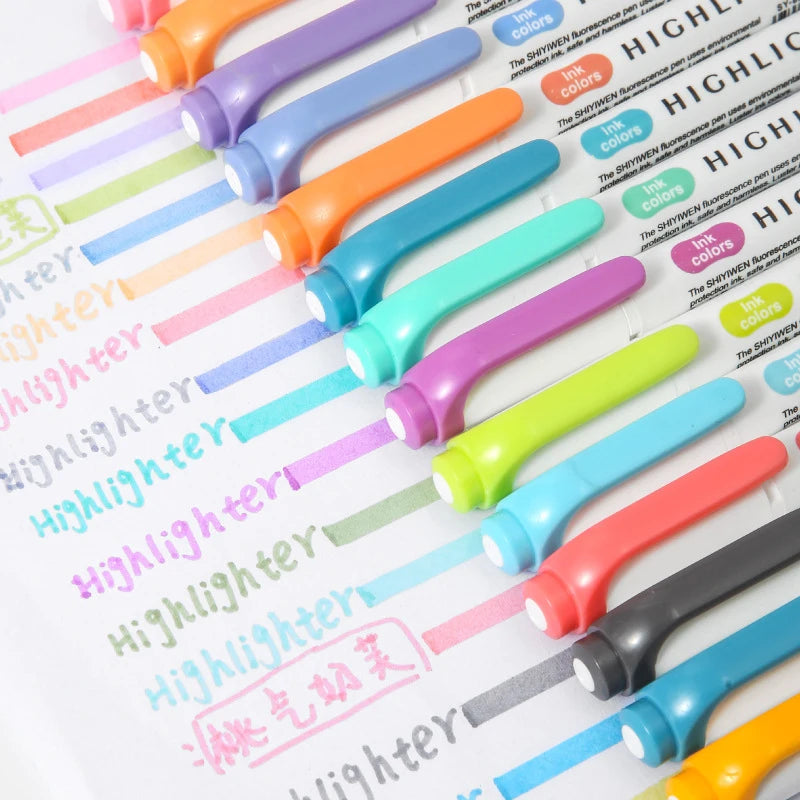 5 Pcs/Set Double Headed Highlighter Pens Graffiti Markers Highlighters Art Colored Sketching Markers Kawaii Stationery gel pens