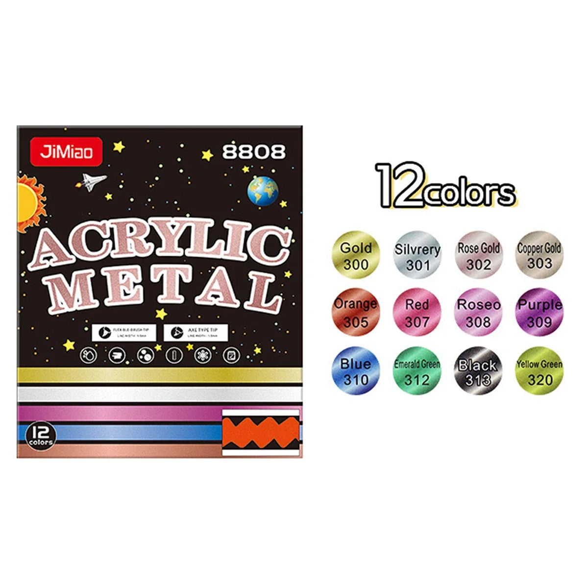 Double-headed Metal Acrylic Marker Non-fading Waterproof Paint Pen Color Patch Pen Large Capacity Marker Graffiti Art Supplies
