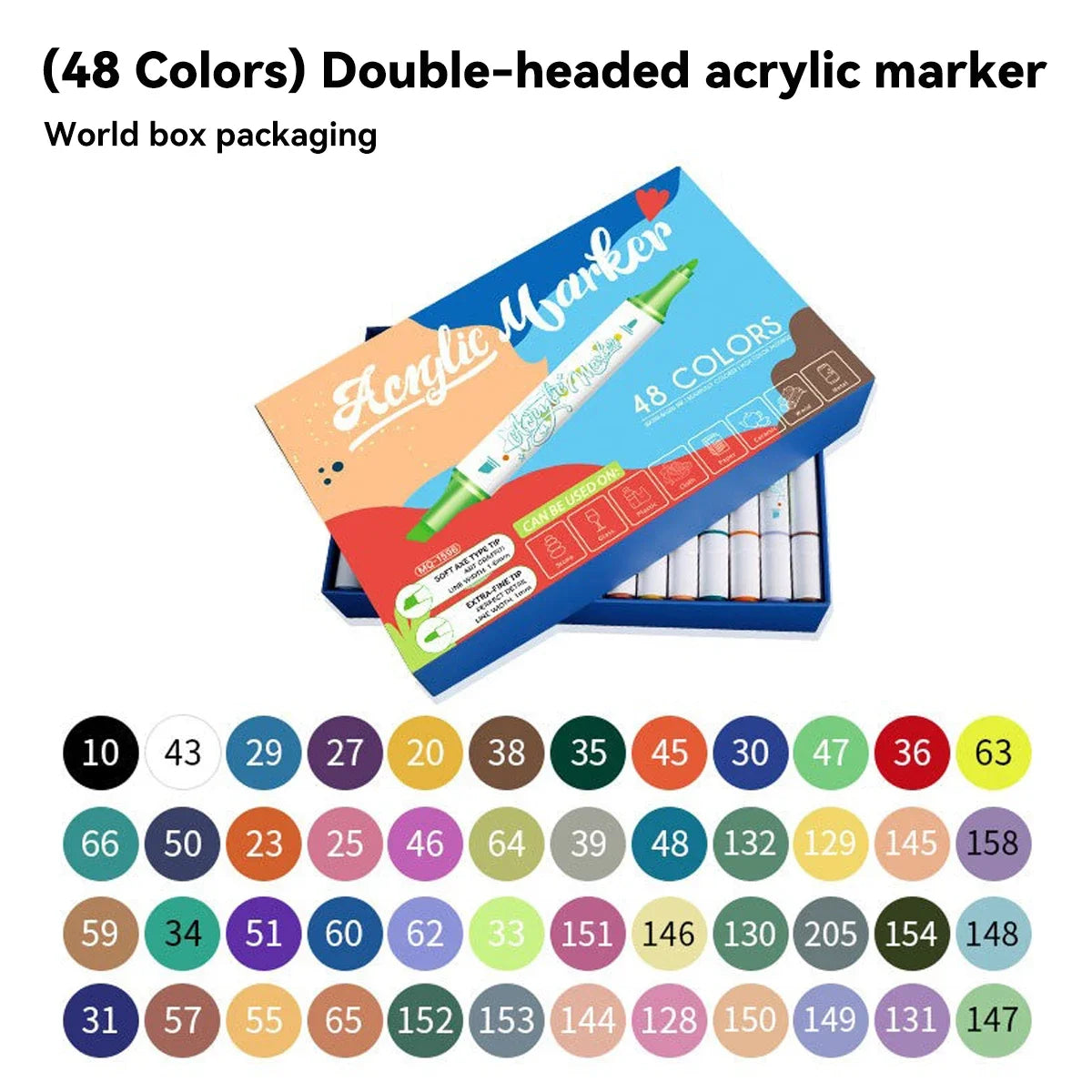 Double-head Acrylic Marker Pen Multi-color Optional Washable Stacked Color Korean Stationery DIY Hand-painted Office Culture