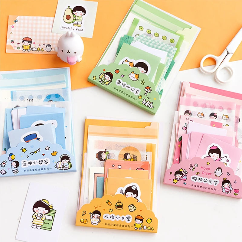 35pcs Cartoon Handbook Stickers Envelope Letter Set Cute Notes Student Handbook Decoration