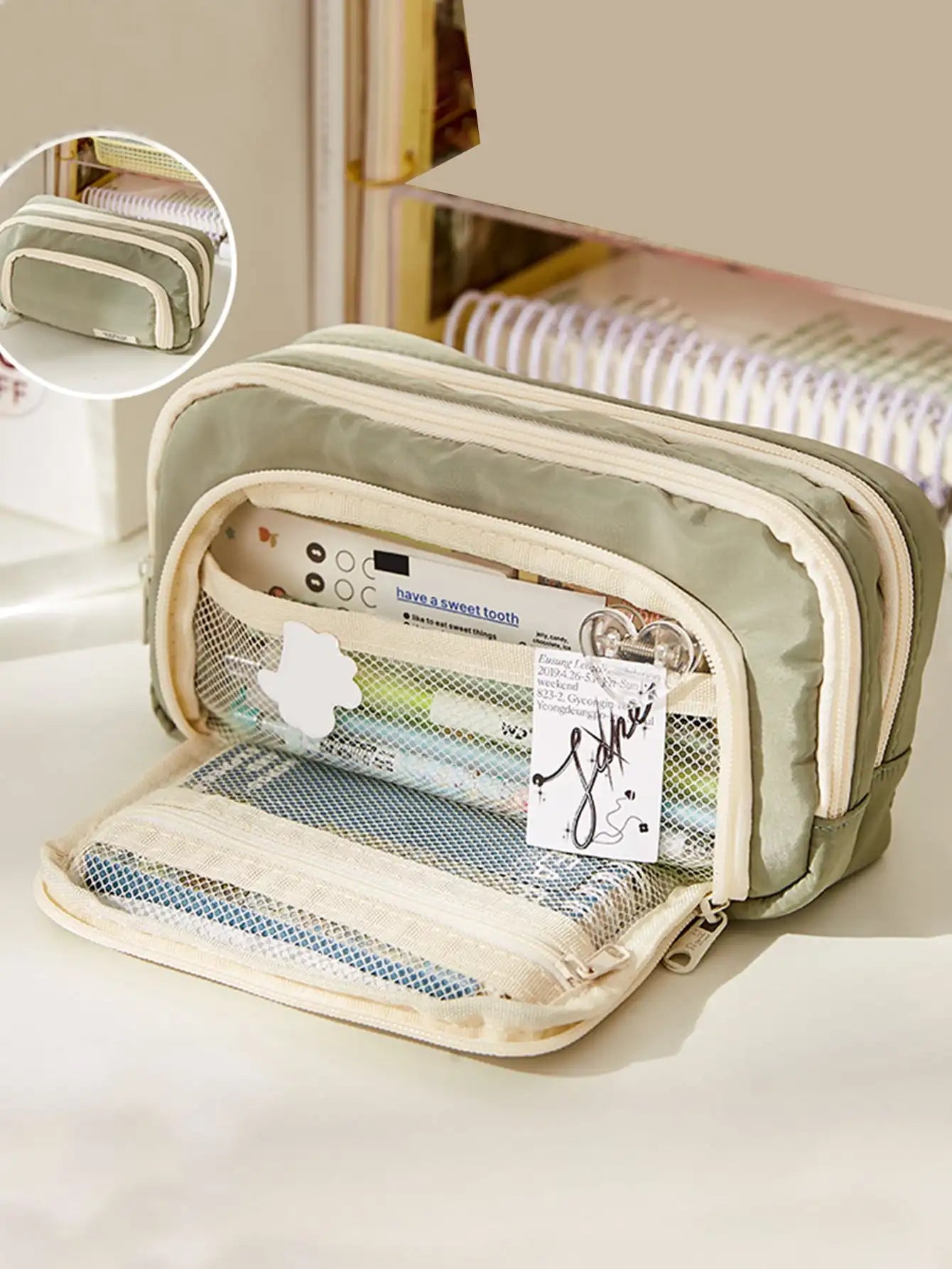 Large-Capacity Canvas Organizer Plus - Multi-Layer Storage with Durable Zipper and Stylish Colors - Portable Makeup, Storage Bag