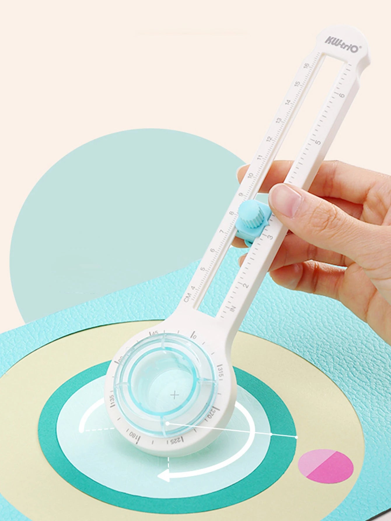 1pc 360 Degree Handmade Round Gauge Cutter, Manual Paper Rotary Cutting Tool,  Cutting Round Diameter 3.14 Inch - 12.59 Inch