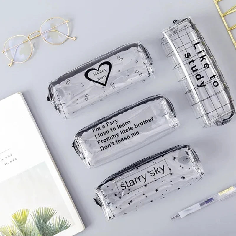 1Pc Kawaii Pencil Case Cartoon Transparent letter octagonal School Pencil Box Pencilcase School Supplies Stationery