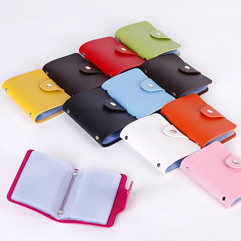 1pc 24 Bits Card Case Leather Function Business Card Holder Men Women Credit Passport Card Bag ID Passport Card Wallet