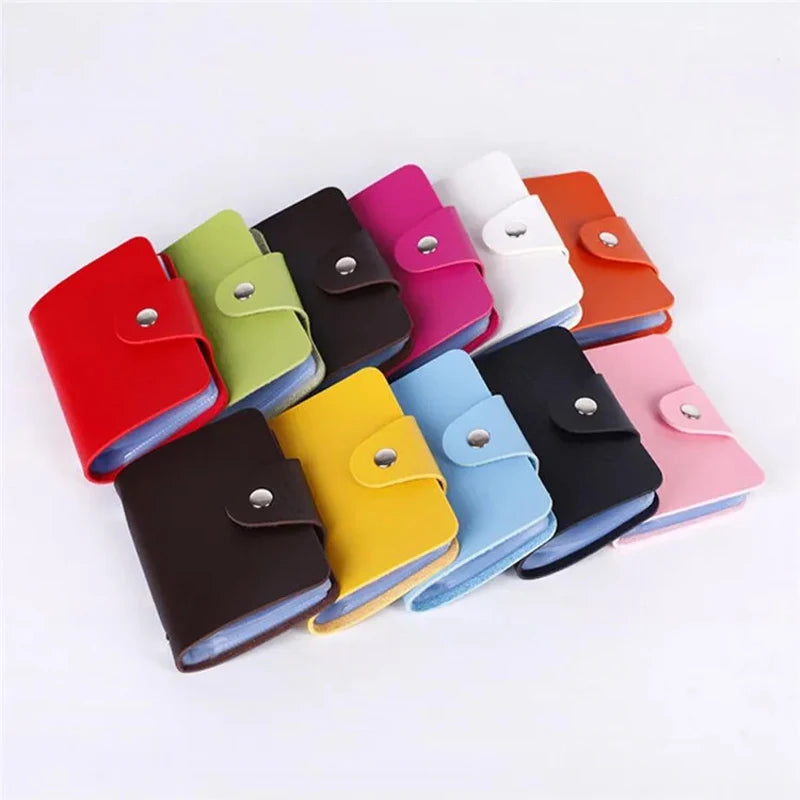1pc 24 Bits Card Case Leather Function Business Card Holder Men Women Credit Passport Card Bag ID Passport Card Wallet