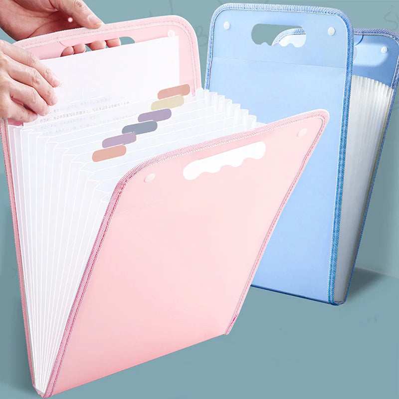 1pc Handheld Organ Bag Folder A4 Large Capacity Student Exam Paper Storage Bag 13 Layers Ticket File Classification Storage Bag
