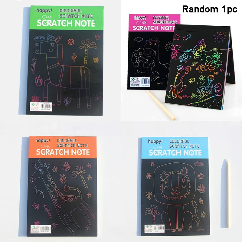 1pc Children's Painting Hand-Painted Scratch Painting DIY Craft Paper Educational Drawing Toys In This Painting