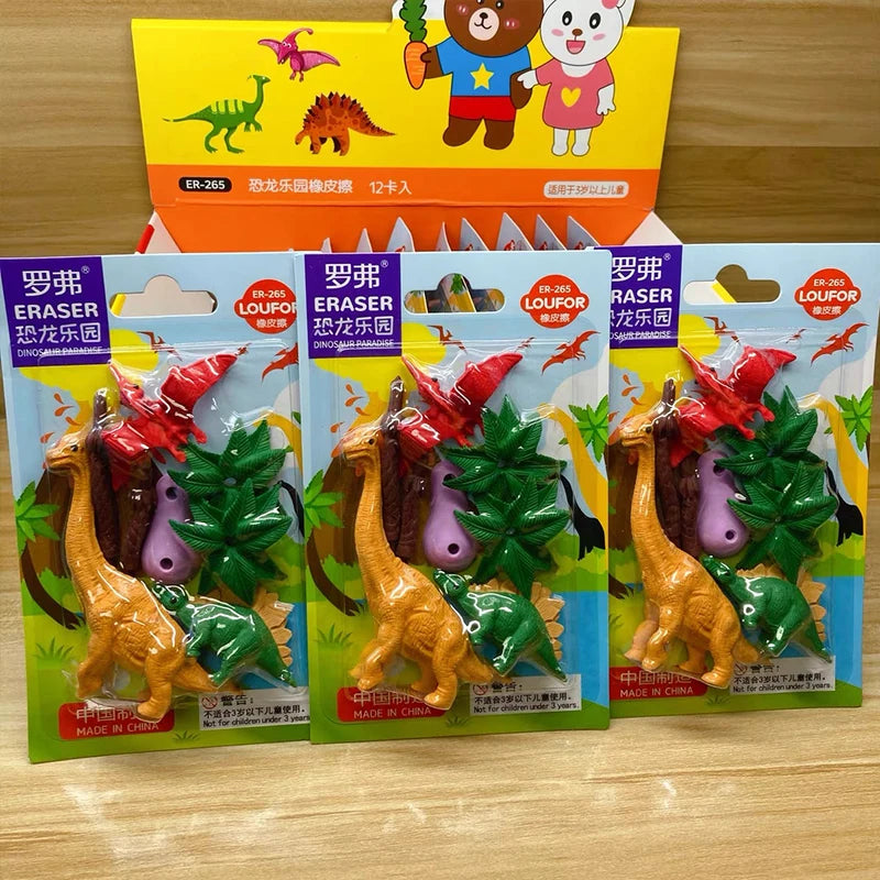 4 Pcs Cute Erasers Kawaii Dinosaur Pencil Eraser Korean Stationery Office School Supplies Accessories Papeleria