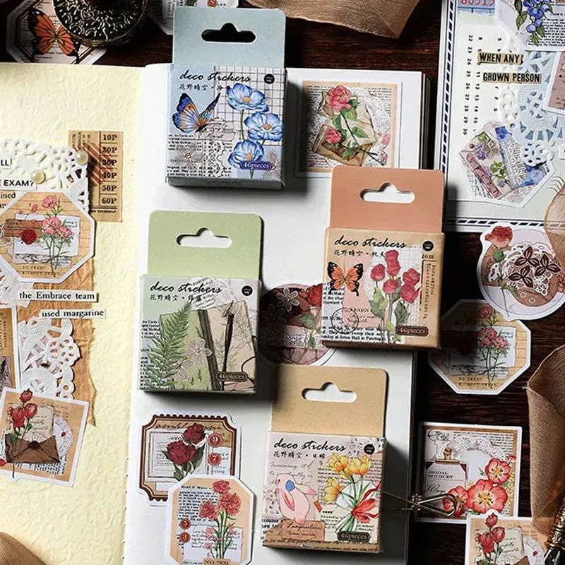 46 pcs/lot Vintage Labels Stickers Decorative Diary Album DIY Scrapbooking handmade Journal notebook Craft Supplies