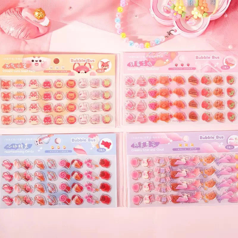 2pcs 3d relief stickers diy scrapbooking creative candy bread animal diary stationery decoration beautiful aesthetic stickers