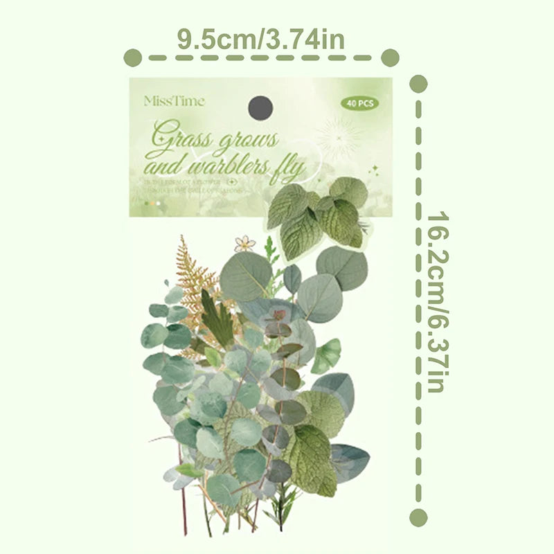 40 Sheets herbaceous plant series Europe Vintage Stickers for Scrapbooking DIY Decorative Material Collage Journaling