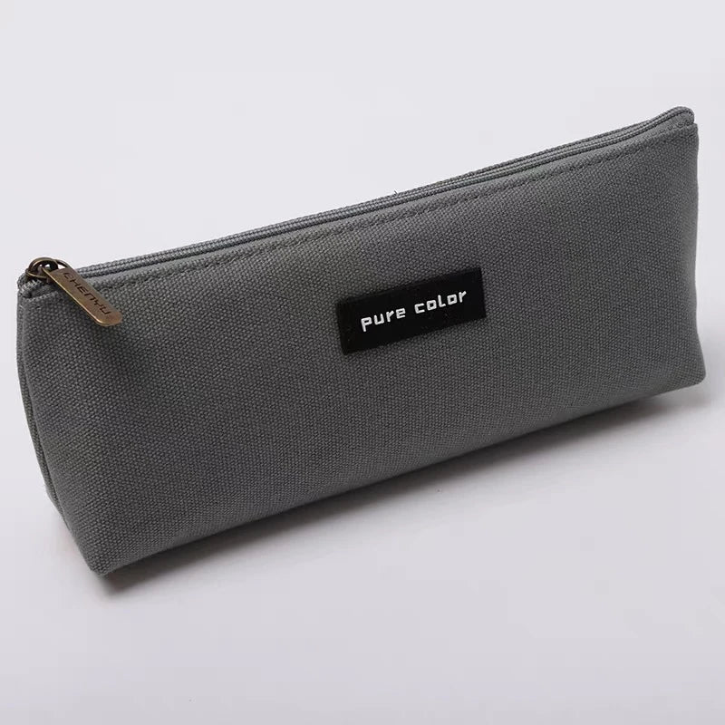 1Pc Simple Large Capacity Creative Pen Bag Fashion Solid Color Canvas Pencil Organizer Case School Supplies Stationery Gifts