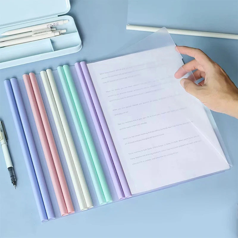 10pcs Transparent File Document Thicken Draw Rod A4 Folder Test Paper Storage Bag Clip Office Folder Organizer Office Supplies