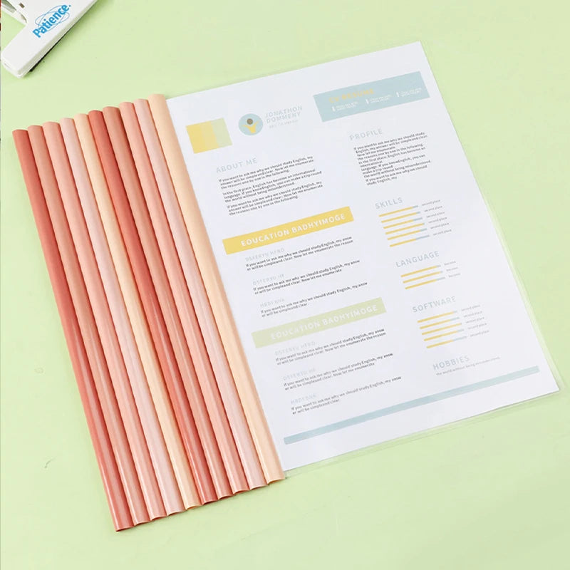 10pcs Transparent File Document Thicken Draw Rod A4 Folder Test Paper Storage Bag Clip Office Folder Organizer Office Supplies