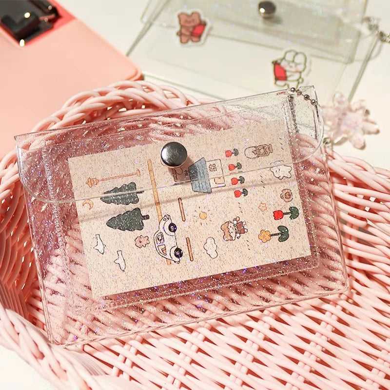 1pc Women Transparent Coin Purse Girls Change Money Pouch Credit Card Holder Wallet PU Female Purses Clutch Bag for Kids Gifts