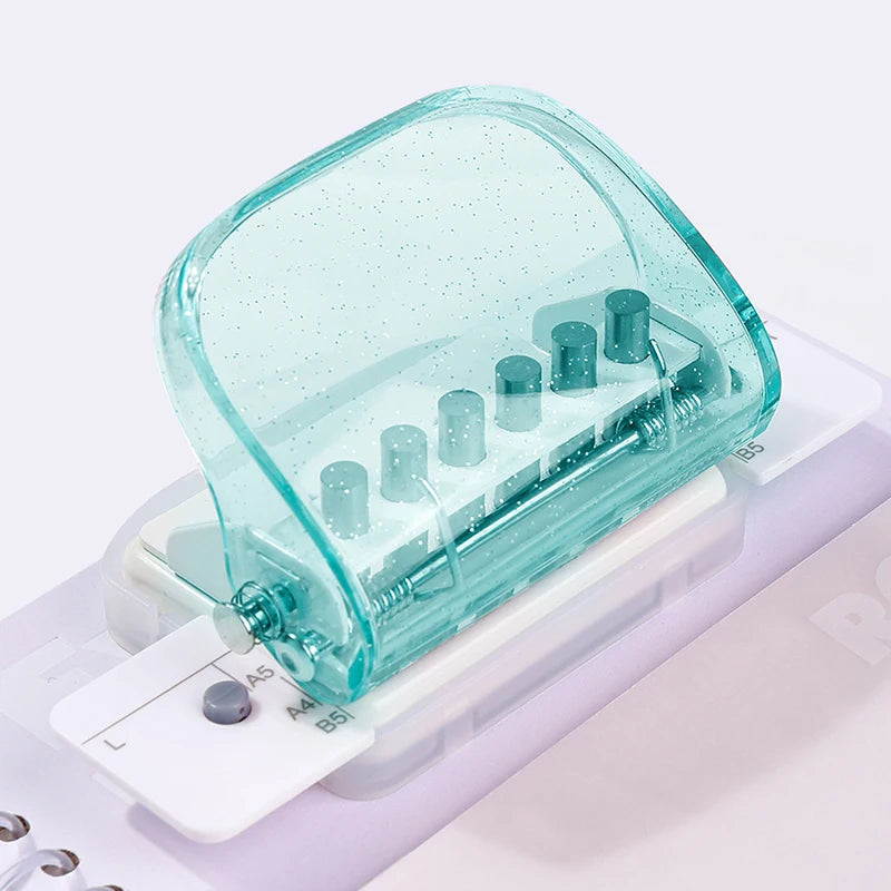 6 hole punch: Desk storage, ideal for binding notebooks and documents, quick positioning of holes, manual binding supplies