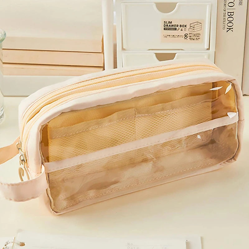 Large-capacity transparent pencil case, stationery storage, back-to-school supplies, toiletry bag, office and school supplies