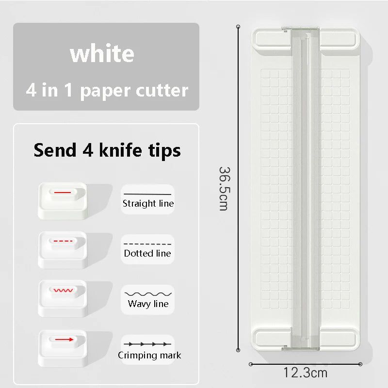 1PC 4-in-1 bidirectional paper cutter, manual paper cutter with 4 knife heads, suitable for office, school and home use