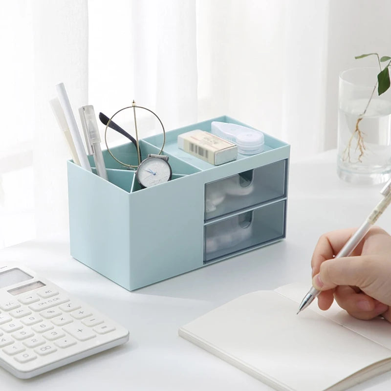1PC Pen Organizer With 2 Drawer Multi-Functional Pencil Holder For Desk Holder Storage Box For Desk Office Supplies Vanity Table