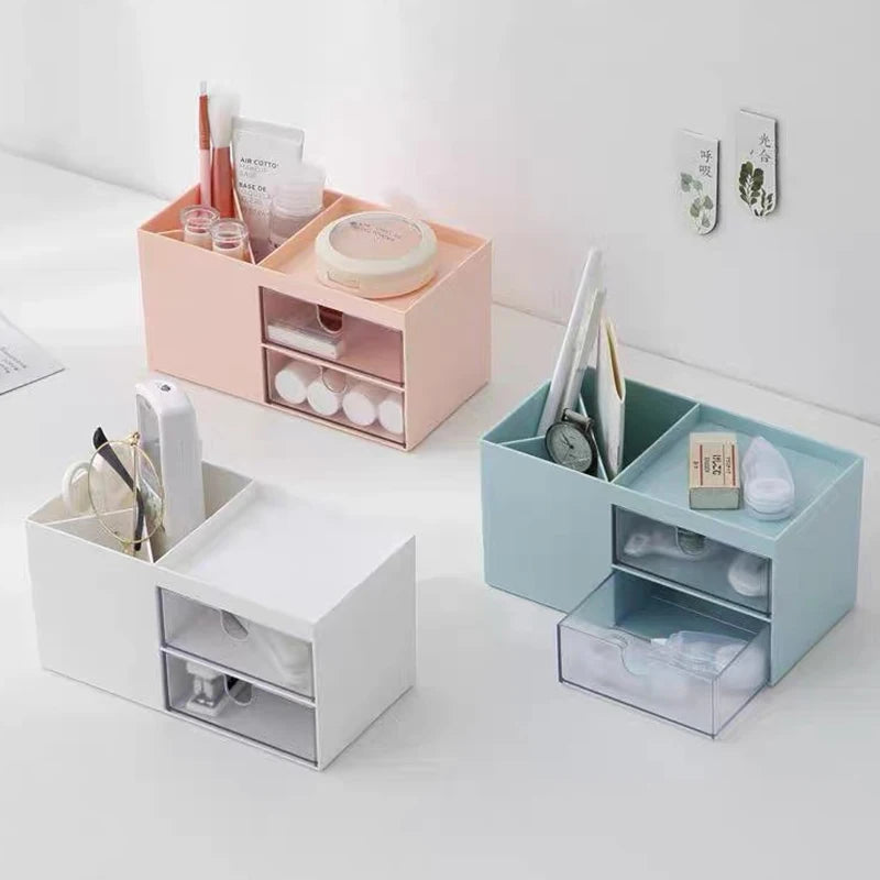 1PC Pen Organizer With 2 Drawer Multi-Functional Pencil Holder For Desk Holder Storage Box For Desk Office Supplies Vanity Table