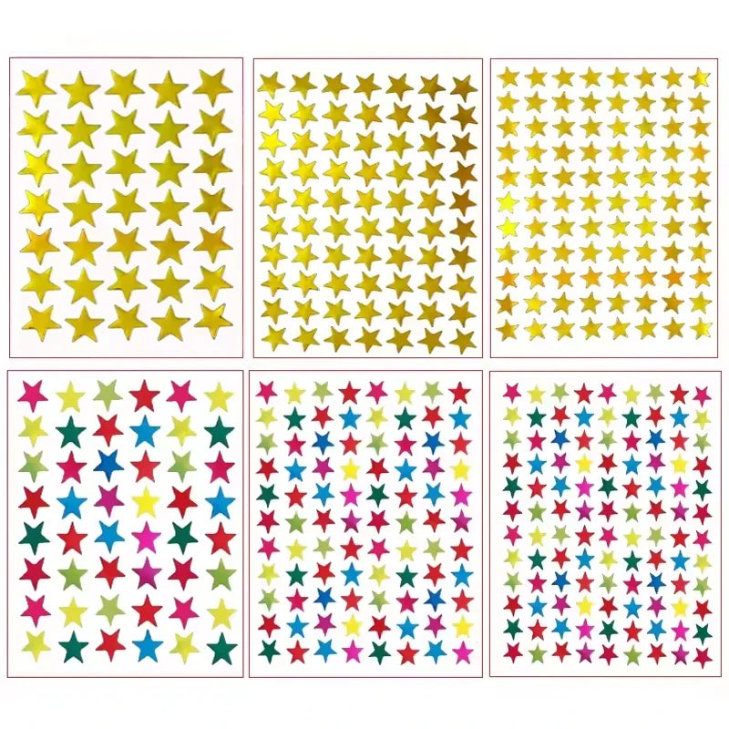 10 Sheets/Pack Of Children'S Gold-Plated Award Glitter Stickers Mother Teacher Praise Label Award Five-Pointed Star Love Sticker