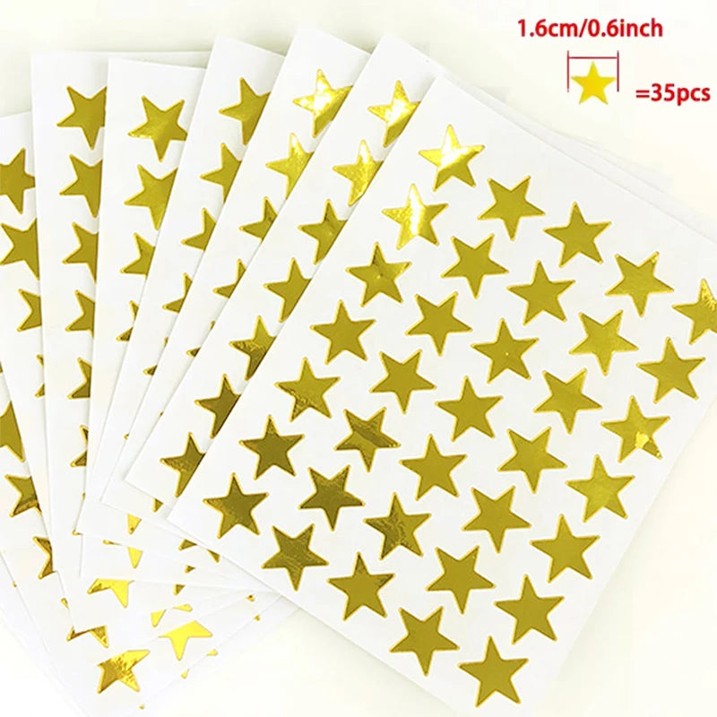 10 Sheets/Pack Of Children'S Gold-Plated Award Glitter Stickers Mother Teacher Praise Label Award Five-Pointed Star Love Sticker