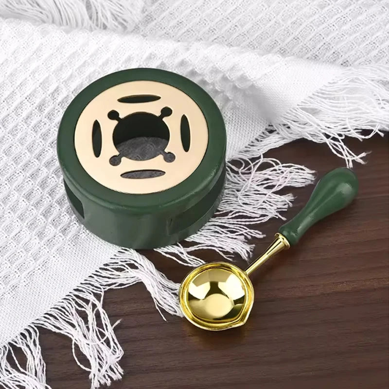 2 Pcs/set Retro Sealing Wax Furnace Stove Pot Wood Handle Sealing Wax Spoon Wax Sealing Decorative For Candle Stamp Wax Stamp