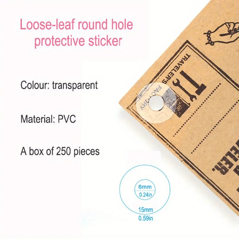 250-Piece Pvc Binder Stickers With Adhesive Hole Reinforcement, Label Round Stickers  - Protect Your Loose-Leaf Books!
