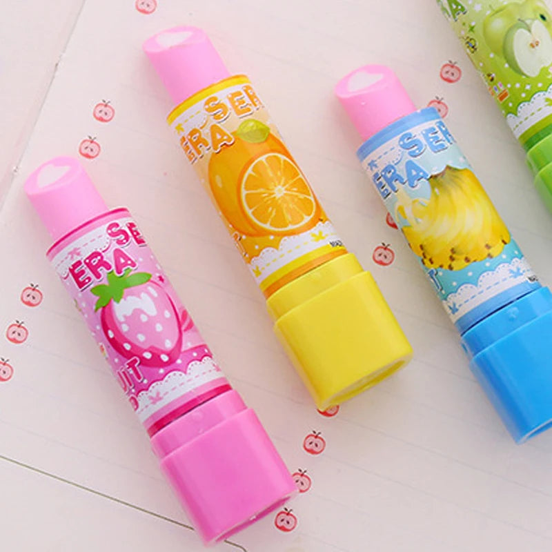 1pc Cute Cartoon Lipstick Rubber Creative Novelty Pencil Eraser Stationery