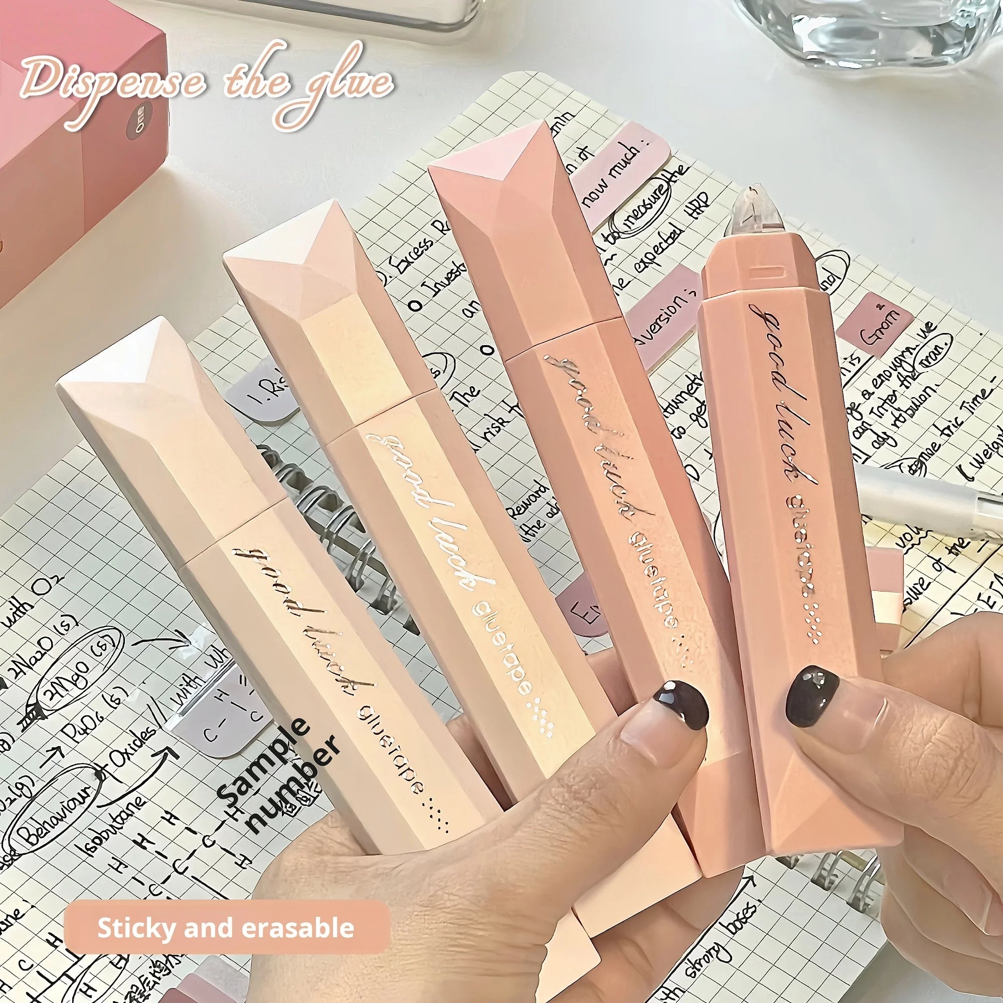 4pcs large-capacity double-sided dispensing pens, seamless adhesive, suitable for scrapbooks and DIY office stationery