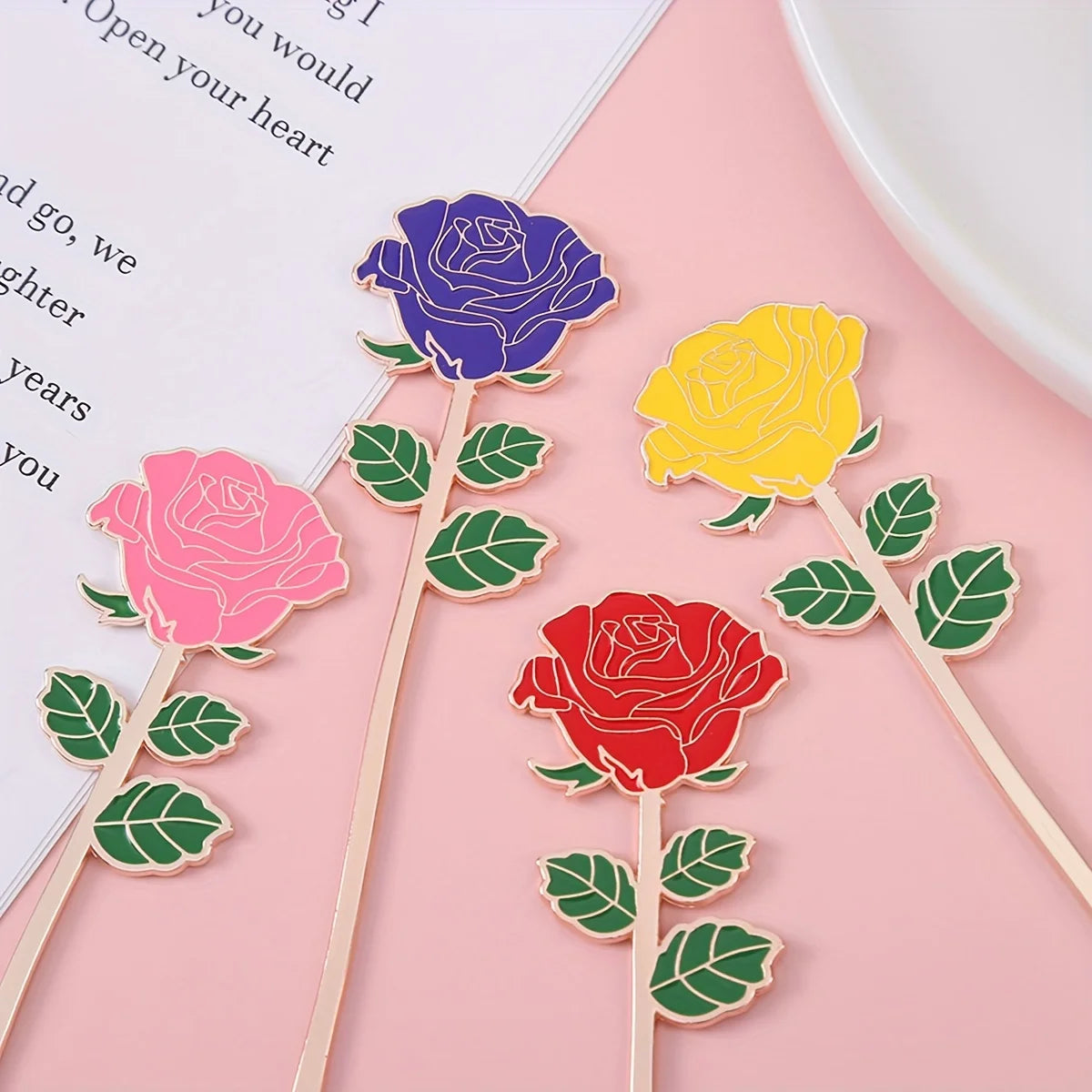 Exquisite Metal Rose Bookmark - Keeps Your BOOK in Style - Thoughtful Gift for  Friends, Versatile Home School Office Accessor
