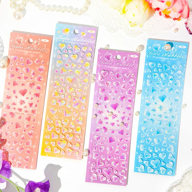 1Pc Cute Cartoon Colorful Love Sticker Basic Toploader DIY Kpop Idol Photo Card Scrapbooking Journaling Deco Material Sticker