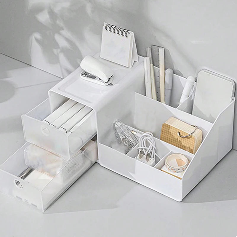 Desktop Cosmetic Storage Box Organizer Drawer Office Storage Rack Stationery Desk Pen Holder Bunny Drawer Organizer Cute Kawaii