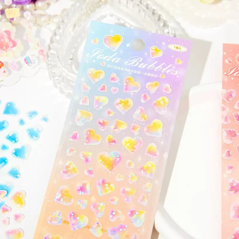 1Pc Cute Cartoon Colorful Love Sticker Basic Toploader DIY Kpop Idol Photo Card Scrapbooking Journaling Deco Material Sticker