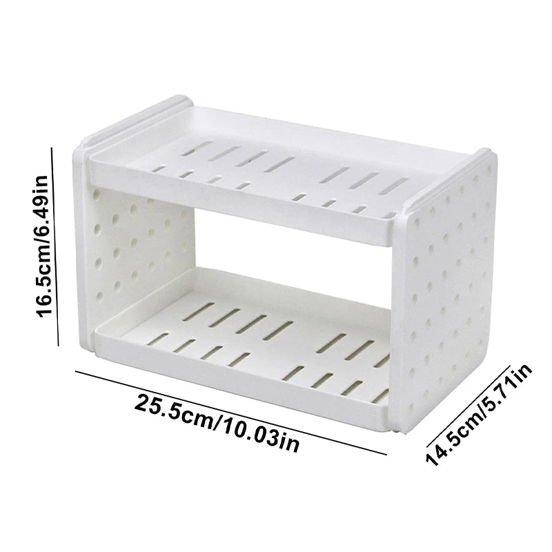 1pc Double Tier Desktop Storage Organiser Display Shelf with Cutout  Design, Home Office and Dorm Room, 2-Layer