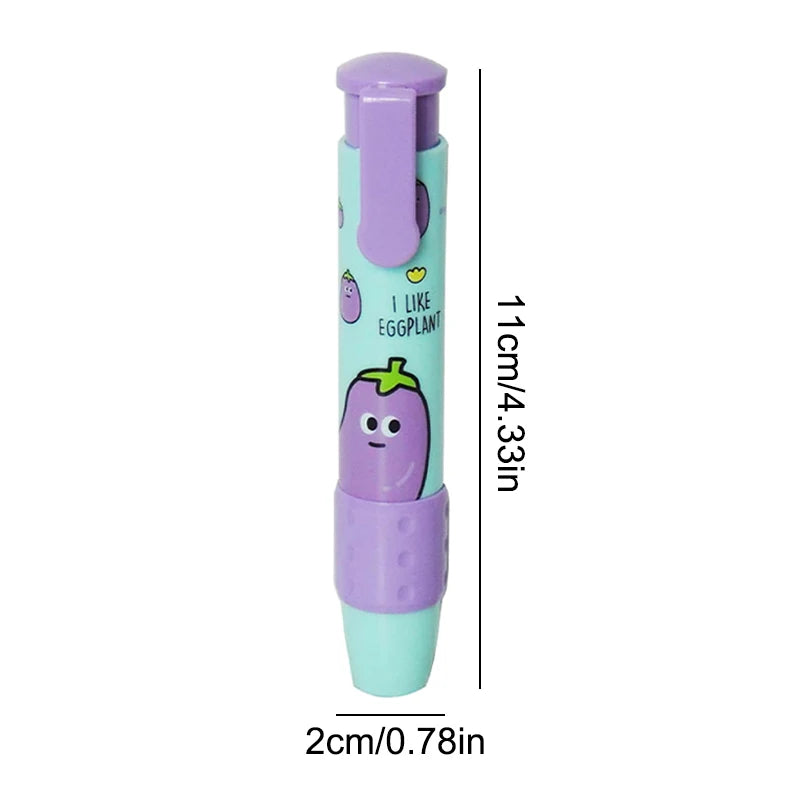 1pc Cartoon vegetables and fruits Push-pull Erasers Student Rubber Writing Drawing Eraser Creative Pencil Eraser School Supplies