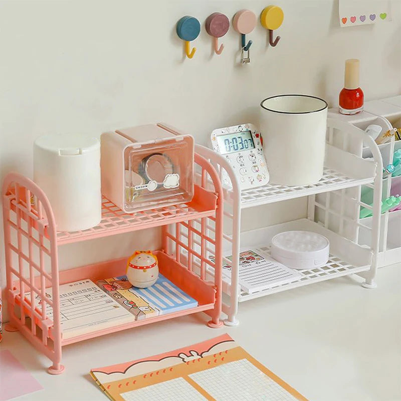 1pc High Appearance Horizontal Desktop Storage Shelf Simple Multi-storey Dormitory Storage Shelf Computer Office Available