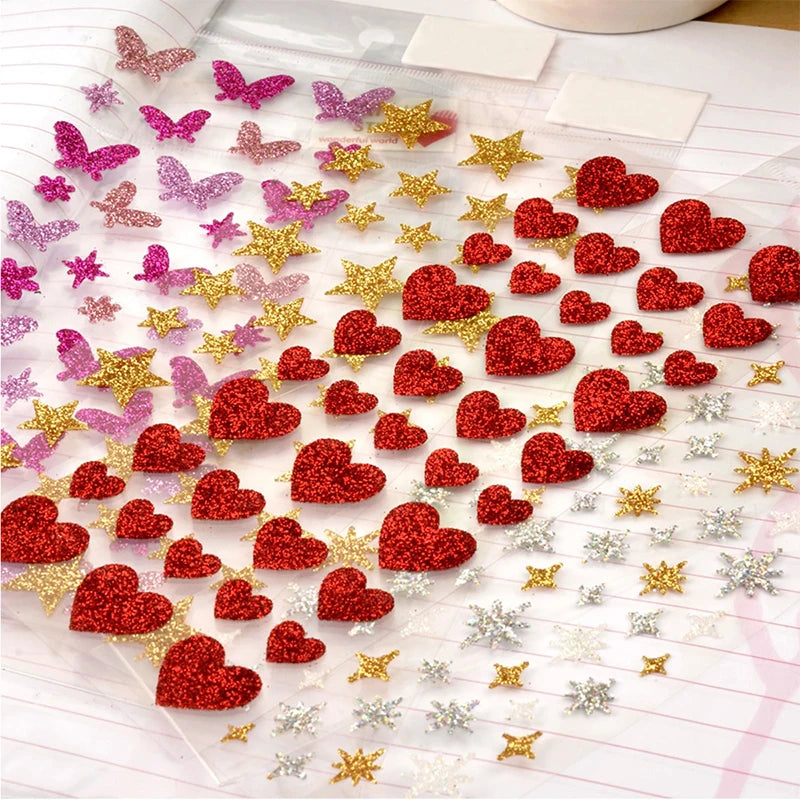 1Pc Laser Heart Stickers Pack Mini Red Love Self-adhesive Marker Notes Decoration for Diary Album Valentine's day