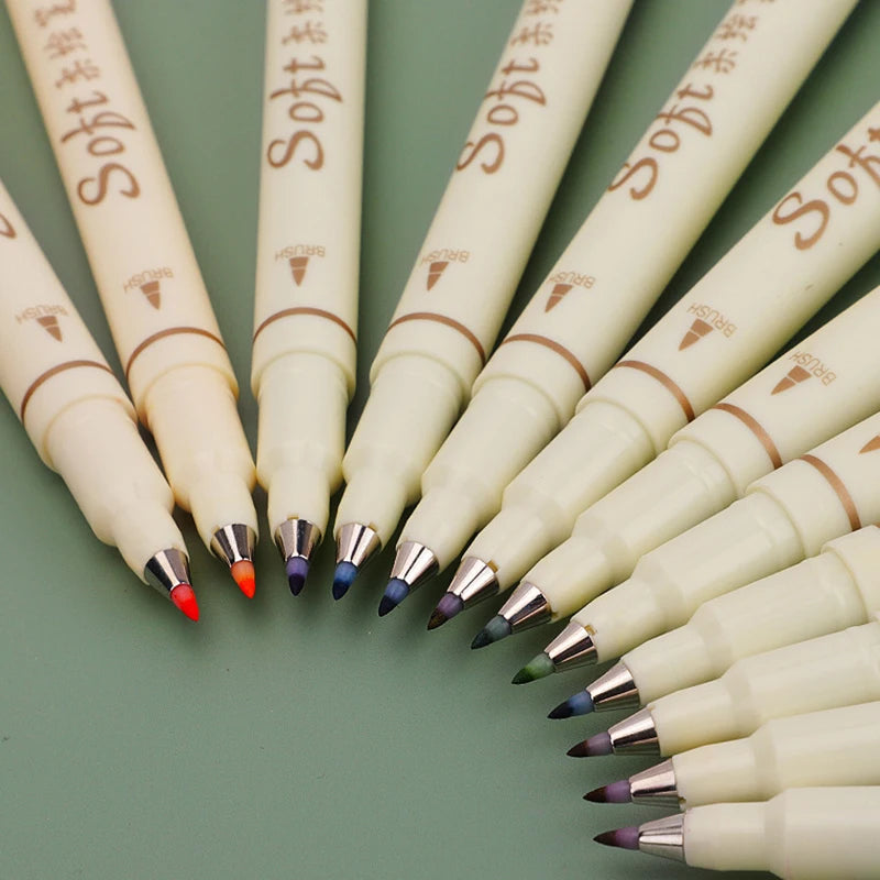 3 Pieces/Set Soft Head Colorful Calligraphy Pen Brush Water-based Pigment Ink Drawing Graffiti Art School Stationery Supplies