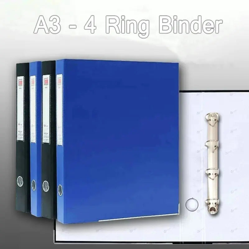 Vertical 4-Rings Binder A3 Folder For Documents A3 File Storage Transparent Binder Sleeves A3 Paper Organizer