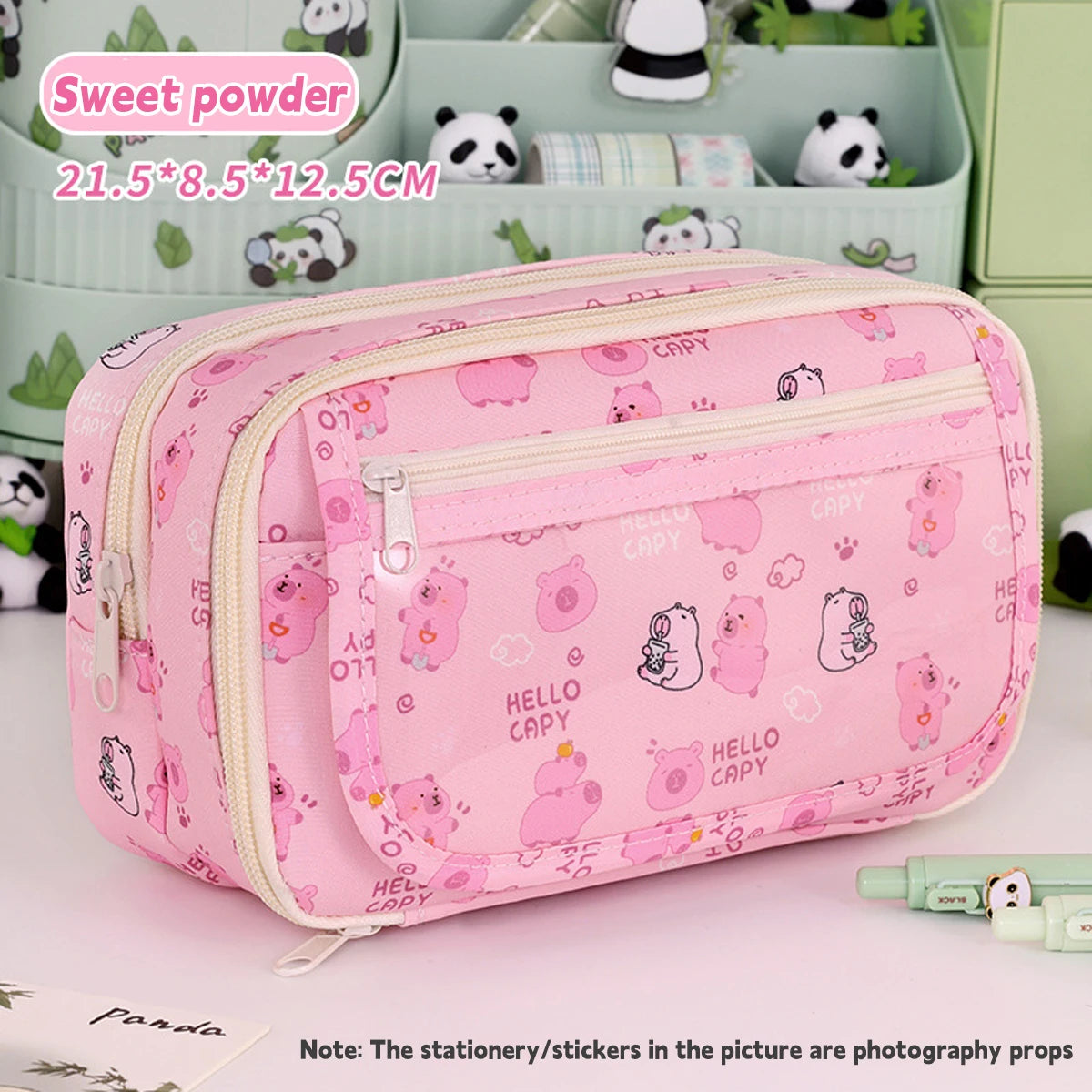 Kawaii Pencil Case Large Capacity Female Student Panda High Value Pencil Case Junior High School Girl School Supplies