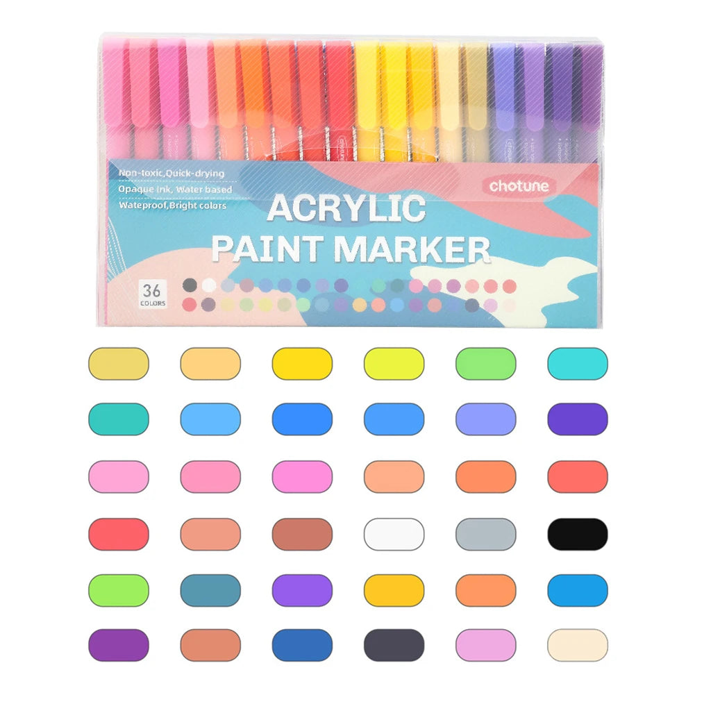 12/24/36 Colors Gouache Acrylic Marker Soft Head Pen Waterproof DIY Creative Graffiti School Stationery Supplies for Students