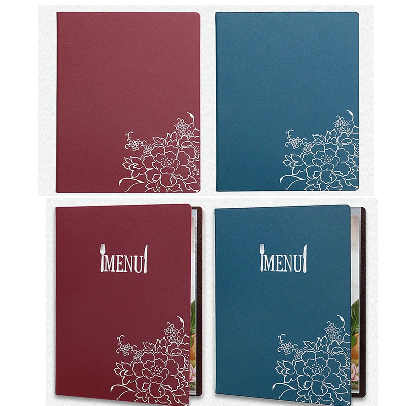 A4 8 Pieces 8 Sheets Blank Cover Menu Price List Holder Book For Restaurant & Salon & Hotel