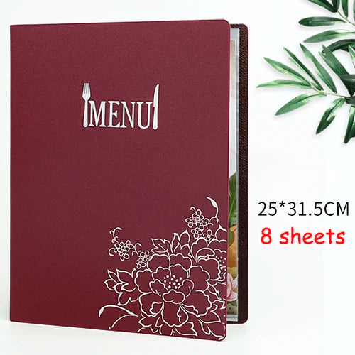 A4 8 Pieces 8 Sheets Blank Cover Menu Price List Holder Book For Restaurant & Salon & Hotel