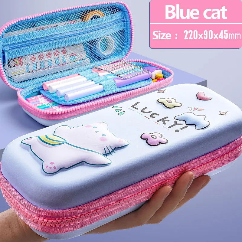 3D Pencil Case Kawaii Cartoon Large Capacity Soft Waterproof Cover  Creative Multi-functional School Supplies Stationery Box