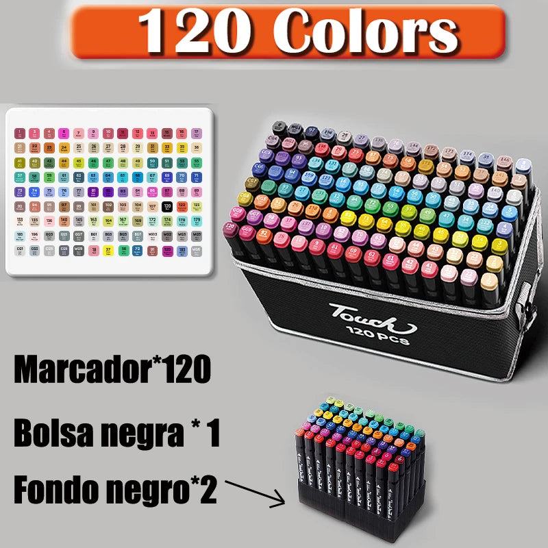 168 Colored Oily Marker Pen Double Head Set Art Paint Manga Brush for Girls Children Office School Student Supplies Stationery