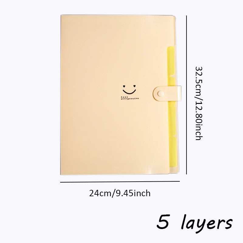 A4 Organ Folder 5 Layers Macaron Colors File Manager Storage Simple Folder for Student School and Office Stationery Supplies