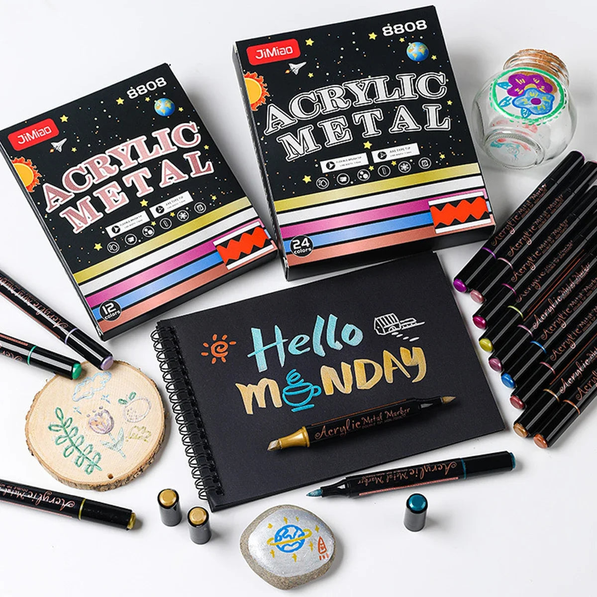 Double-headed Metal Acrylic Marker Non-fading Waterproof Paint Pen Color Patch Pen Large Capacity Marker Graffiti Art Supplies
