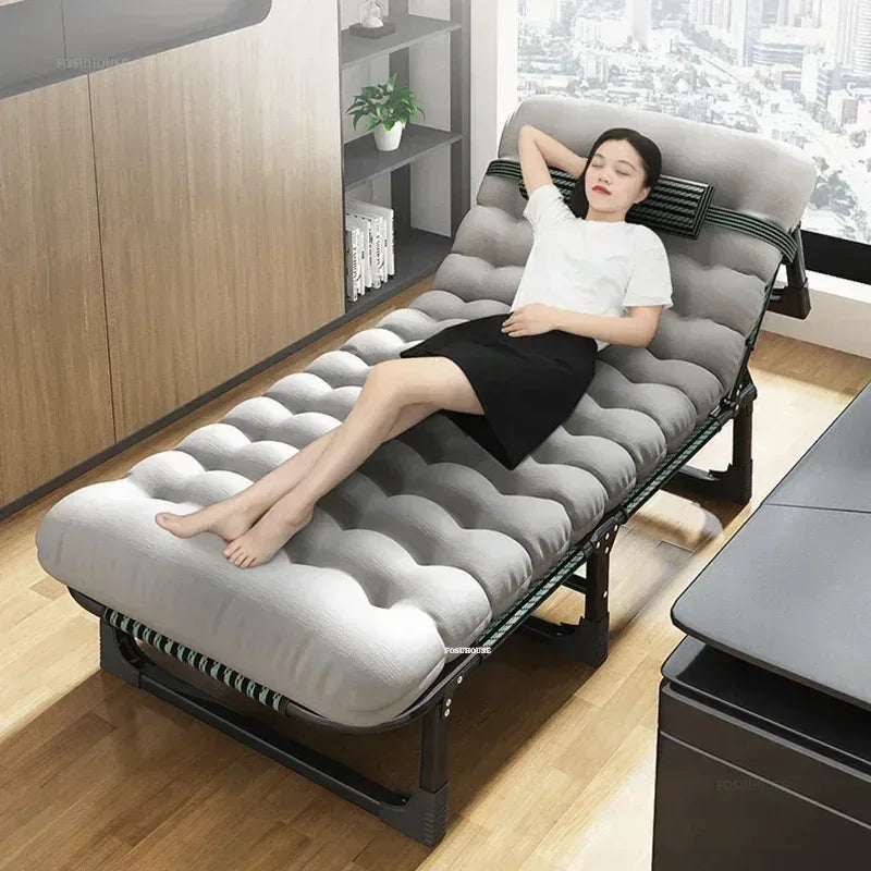 Modern Metal Folding Bed For Camping Portable Small Flat Beds With Pillows Luxury Design Folding Beds For Office