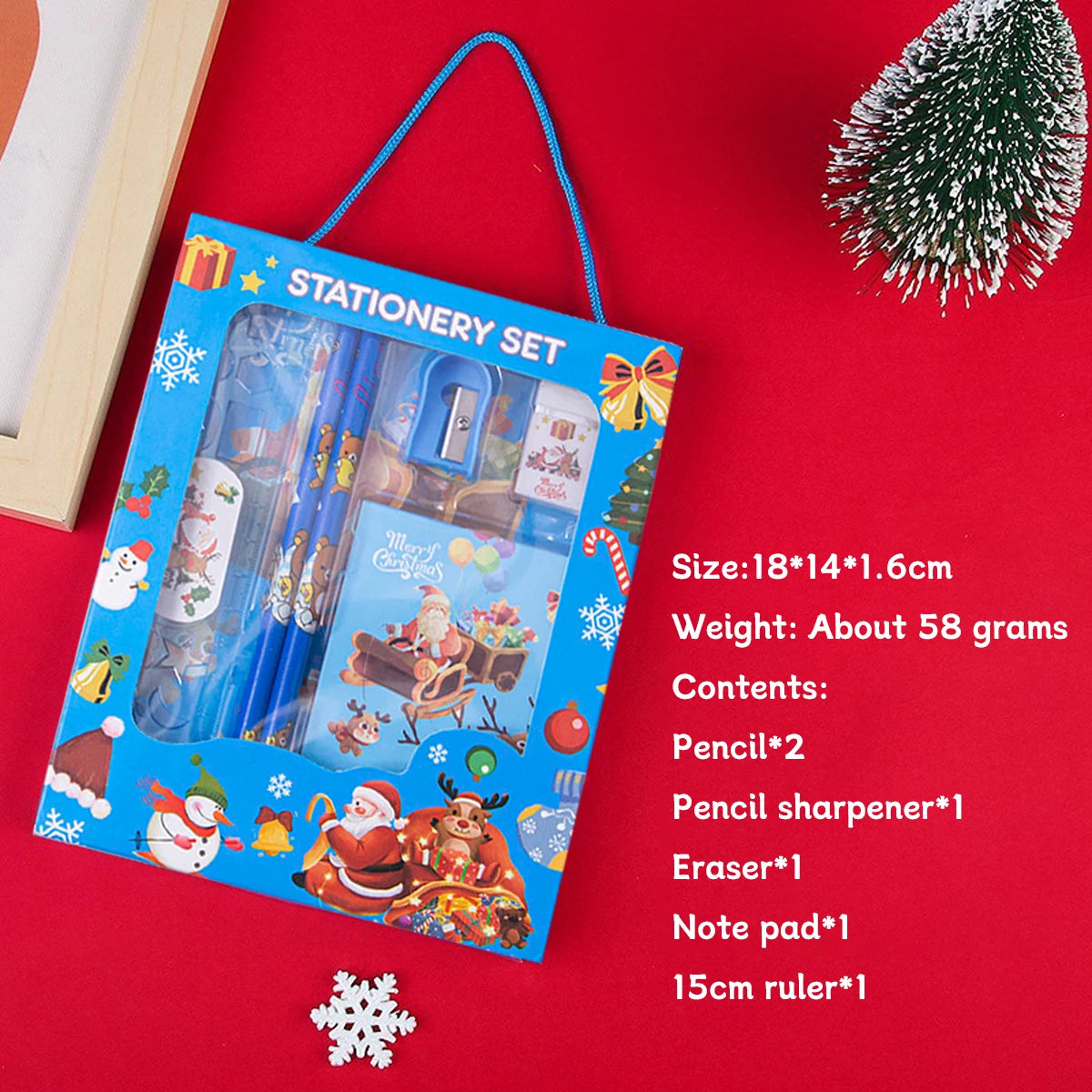 Christmas Gift Stationery Set Gift Box Student Prize Stationery Pencil Eraser 6-Piece Set Christmas New Year Gift